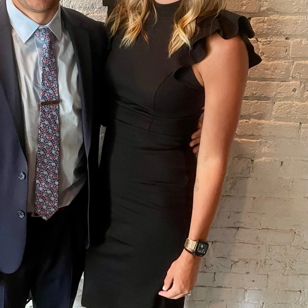 Lulu's Elegant Black Midi Dress - Picture 1 of 2
